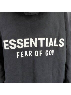 Fear Of God Essentials Hoodie Mens Large Black Pullover Fleece Logo Graphic